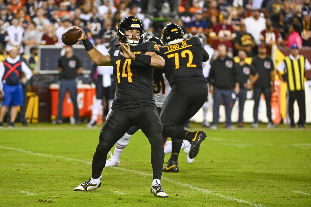 Sam Howell has the fourth-most passing attempts in the NFL through five weeks.